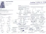 Instructions pour coudre un patron jupe évasée. Le schéma montre les pièces de tissu et les étapes de couture.