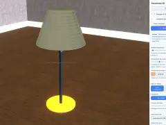 Lampe sur pied avec abat-jour beige, prête à refaire un abat-jour. Paramètres 3D pour ajuster l'ampoule.