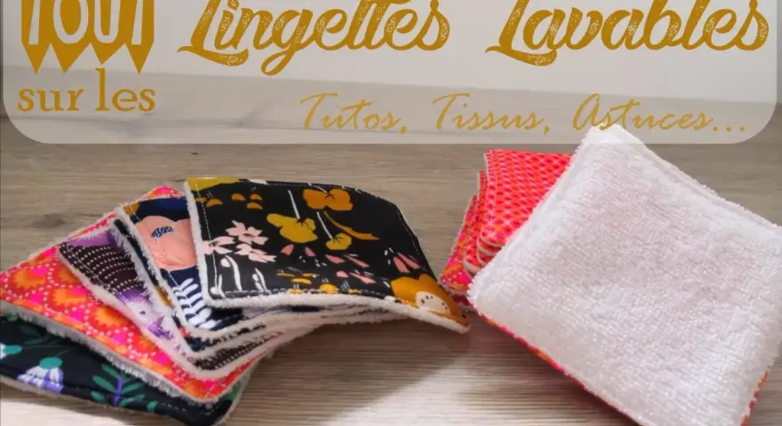 Gabarit lingettes lavables : pile de lingettes colorées et douces, idéales pour un usage zéro déchet.