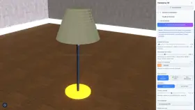 Lampe sur pied avec abat-jour beige, prête à refaire un abat-jour. Paramètres 3D pour ajuster l'ampoule.